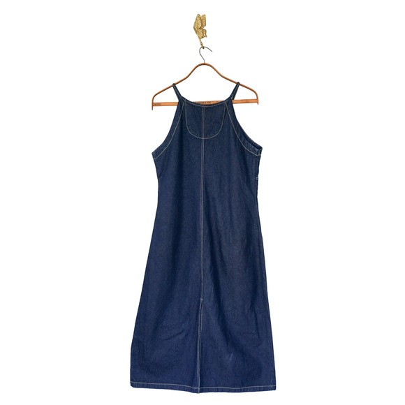 Bongo Denim Halter strap Maxi Dress 1X Empire Waist Street Western Y2K 90s Style - Picture 2 of 13